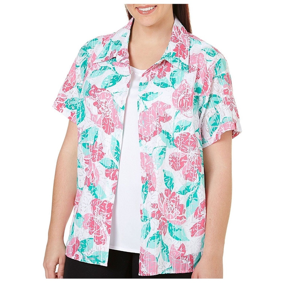 Alfred Dunner Acapulco Layered Look Floral Shirt